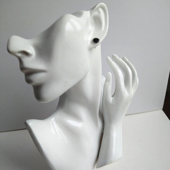 Handmade black polymer clay earrings. Boucles d'oreilles fait à la main - Picture 5 of 6